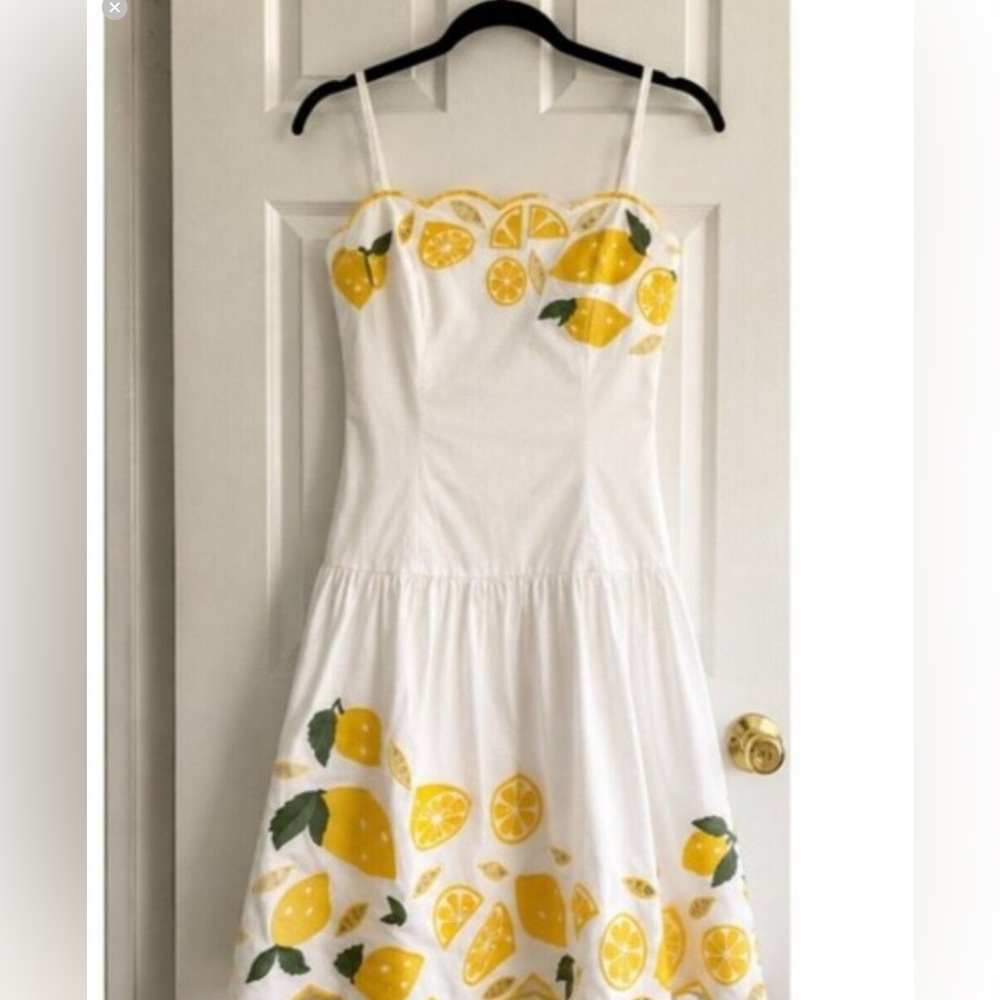Anthropologie COREY LYNN CALTER Lemon Print Dress Embroidered Destiny Sundress - Picture 8 of 16